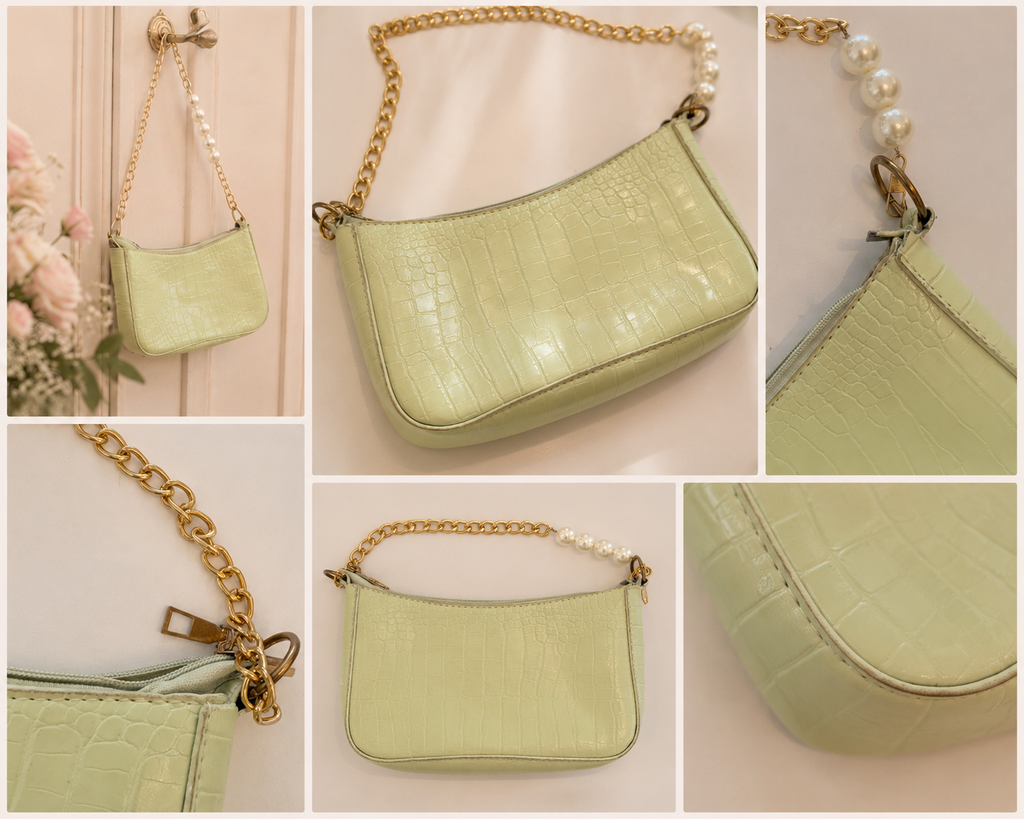 Sac imitation cuir crocro menthe