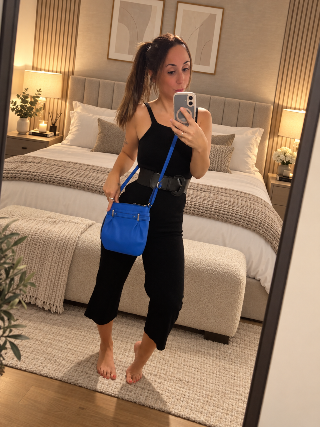 Sac bandoulière cuir bleu électrique Calvin Klein