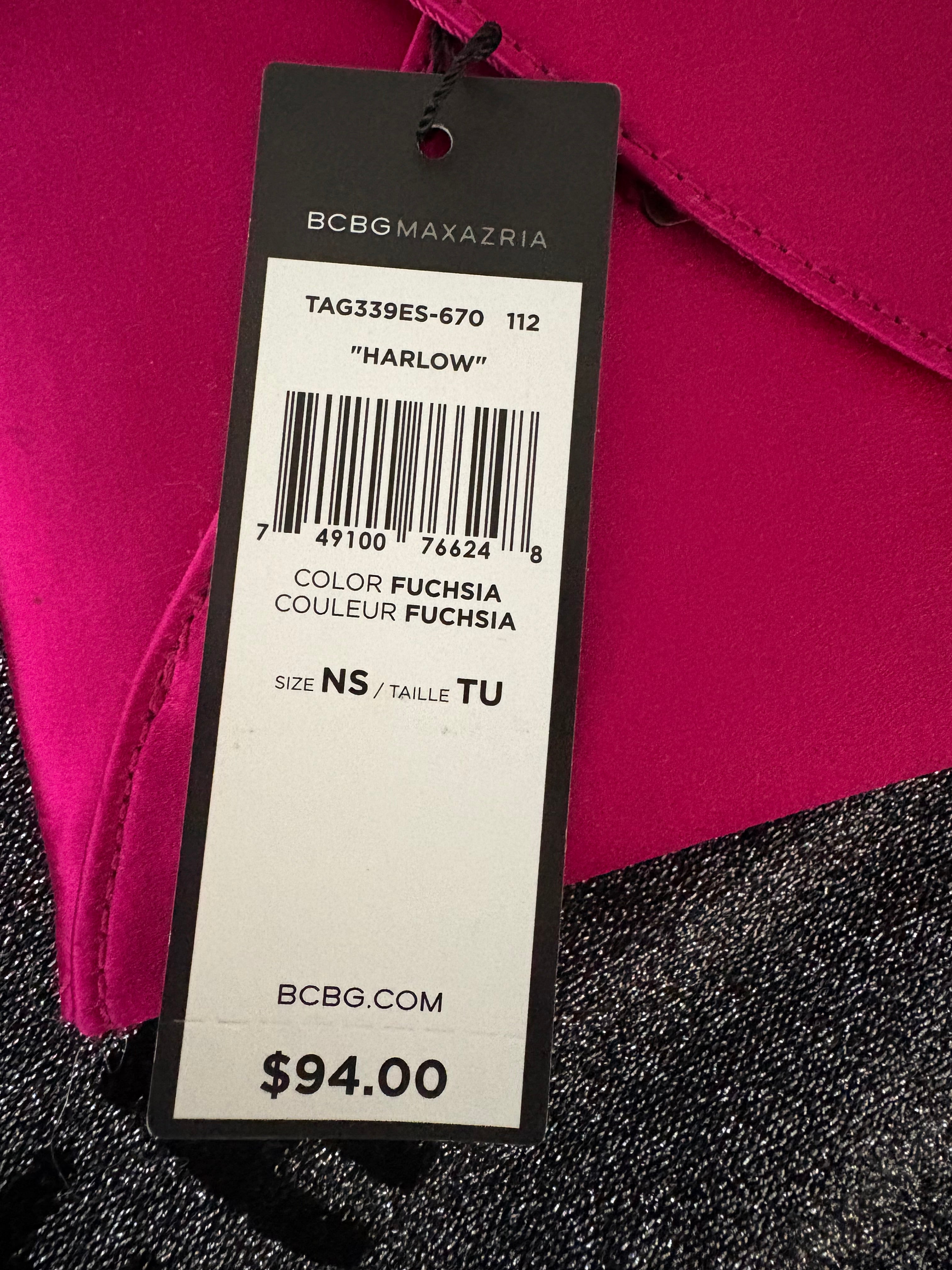 Sac de soirée en satin rose fuchsia BCBG