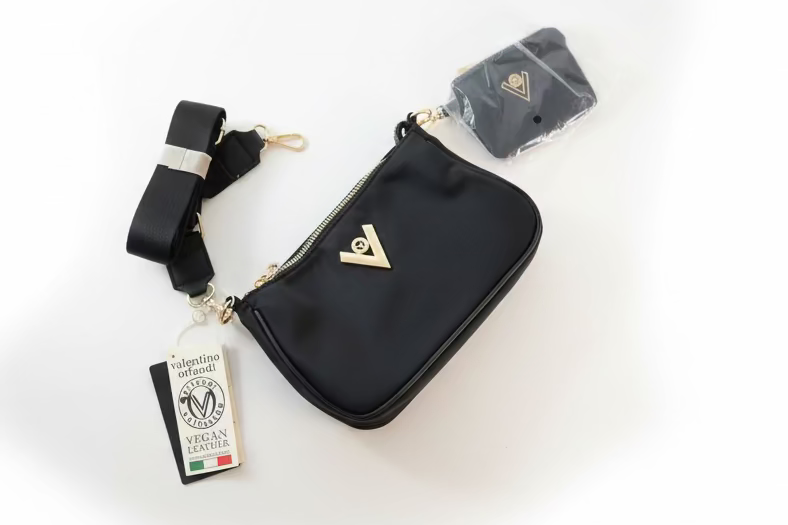 Sac bandoulière Valentino Orlandi noir avec portefeuille assorti