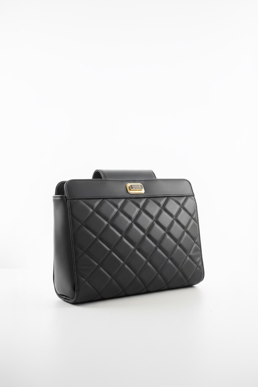 Sac à main matelassé noir Badgley Mischka – détails dorés et bandoulière