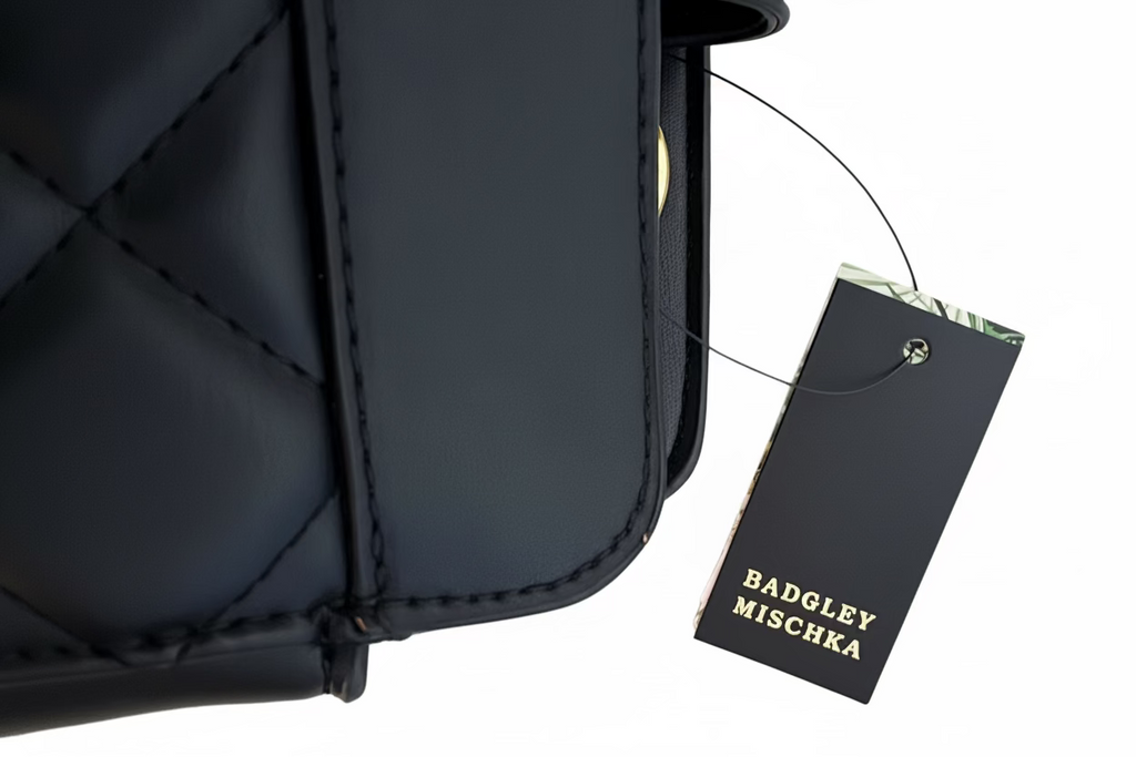 Sac à main matelassé noir Badgley Mischka – détails dorés et bandoulière