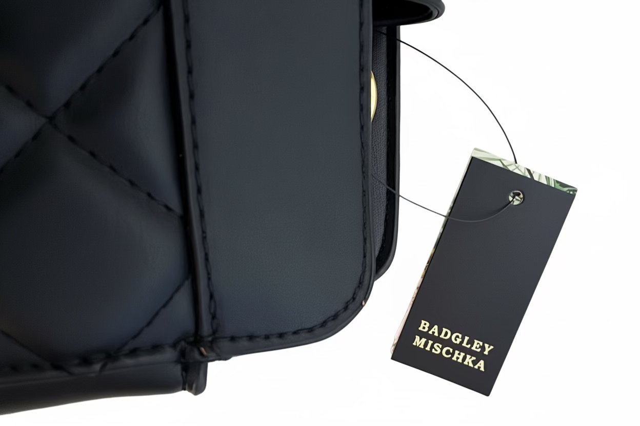 Sac à main matelassé noir Badgley Mischka – détails dorés et bandoulière