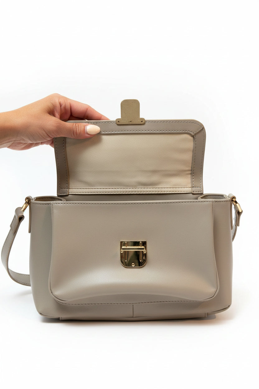 Sac Damier cuir crème