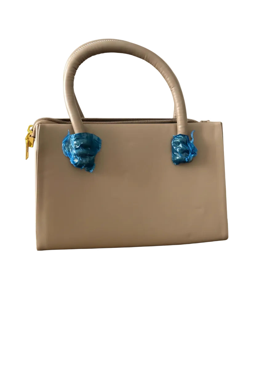 Sac rigide taupe au motifs asiatique