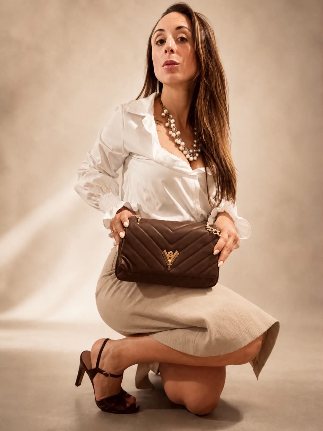 Sac Valentino Orlandi cross bag brun