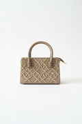Sac rigide taupe au motifs asiatique